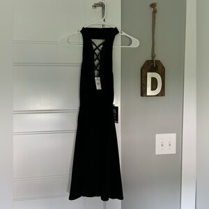 Express black open back dress